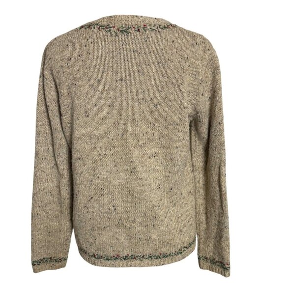 Northern Isles Wool Christmas Sweater Size S Petite VTG Winter Flecked Bird Embr - Picture 4 of 15